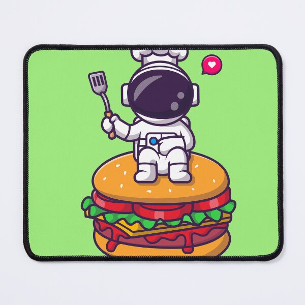 Item preview, Cute Astronaut Chef with Spatula on Burger - Cartoon Vector Icon designed and sold by hjian8219.