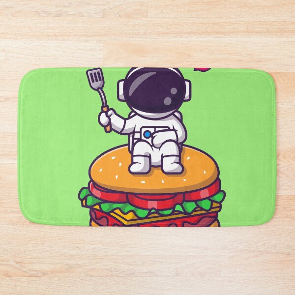 Item preview, Cute Astronaut Chef with Spatula on Burger - Cartoon Vector Icon designed and sold by hjian8219.