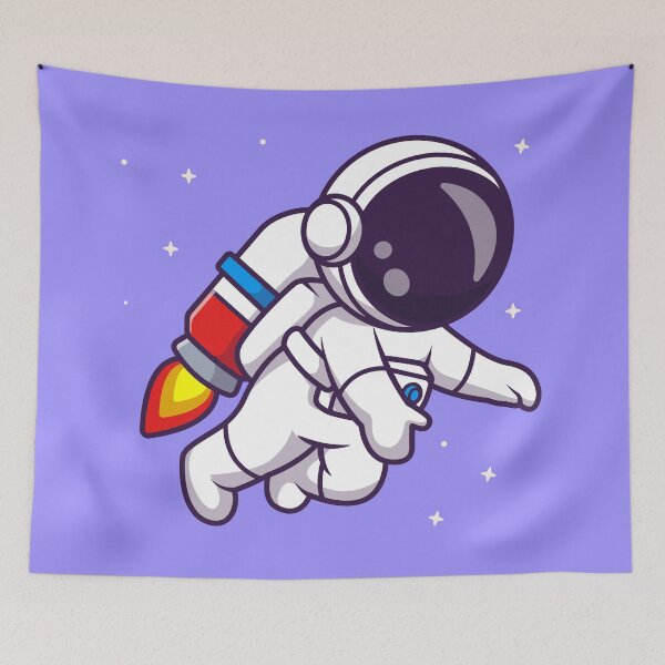 Item preview, Cute Astronaut Flying with Rocket in Space - Cartoon Vector Icon designed and sold by hjian8219.