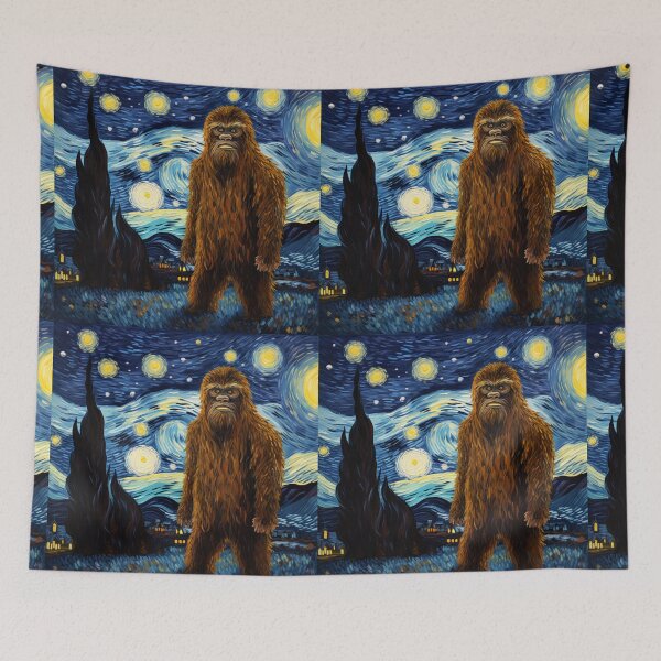 Artikelvorschau, Sasquatch Starry Night Bigfoot van Gogh Gemälde entworfen und verkauft von Vangoholic.