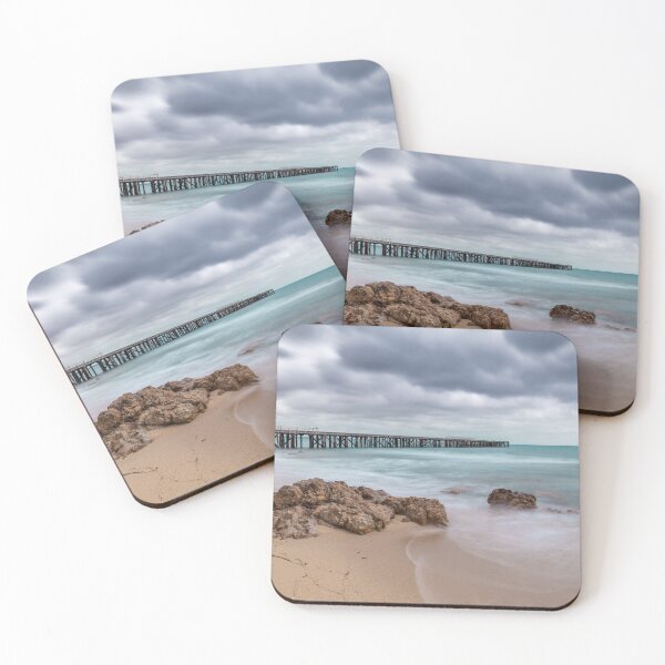Item preview, Cloudy ocean waves jetty designed and sold by Penny Chadwick Photography.