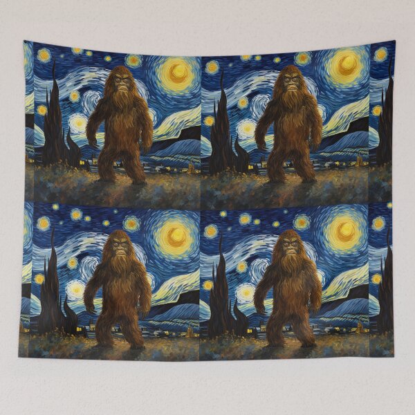 Artikelvorschau, Sasquatch Starry Night Bigfoot van Gogh Gemälde entworfen und verkauft von Vangoholic.