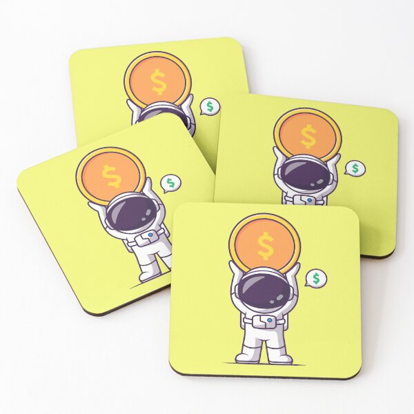 Item preview, Cute Astronaut Lifting Gold Coin Money - Cartoon Vector Icon designed and sold by hjian8219.