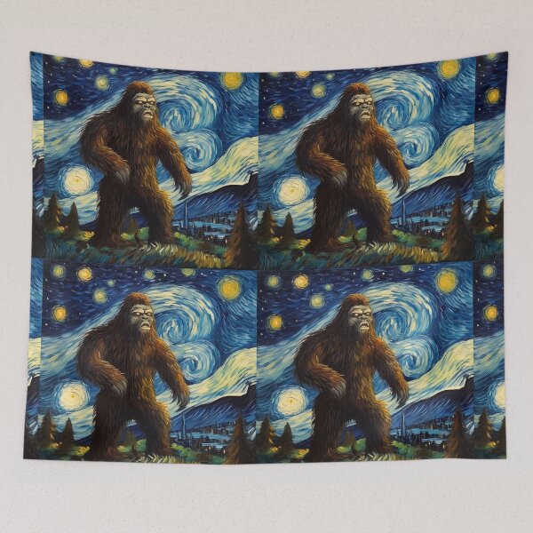 Artikelvorschau, Sasquatch Starry Night Bigfoot van Gogh Gemälde entworfen und verkauft von Vangoholic.