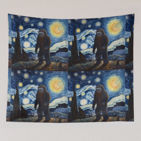 Artikelvorschau, Sasquatch Starry Night Bigfoot van Gogh Gemälde entworfen und verkauft von Vangoholic.