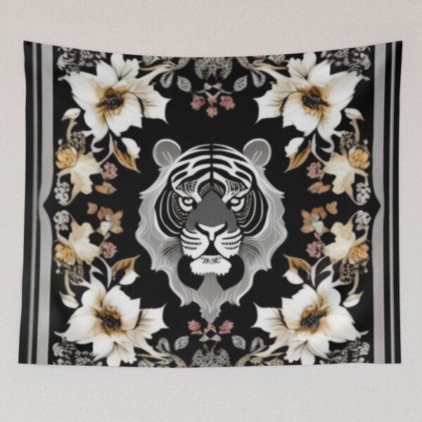 Item preview, Persian silver black tiger floral  designed and sold by Roxburylane.