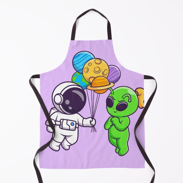 Item preview, Cute Astronaut Giving Planet Balloon to Alien - Cartoon Vector Icon designed and sold by hjian8219.