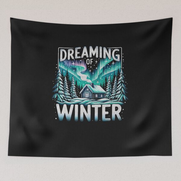 Item preview, Dreaming of Winter - Vintage-Inspired Winter Wonderland Black Tee designed and sold by AmorcitoDesigns.