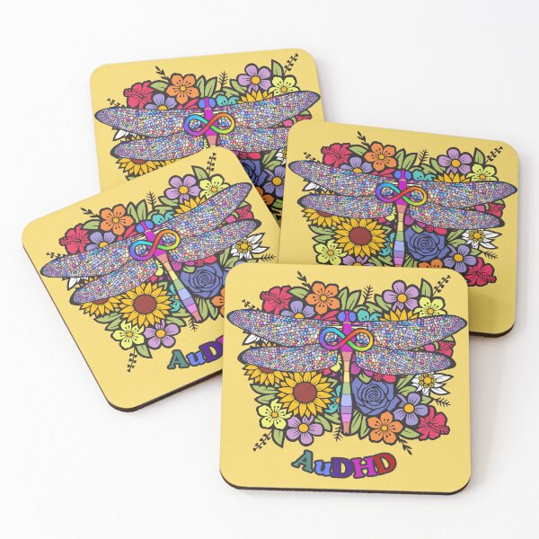Item preview, AuDHD Rainbow Dragonfly - Floral background designed and sold by Danspie.