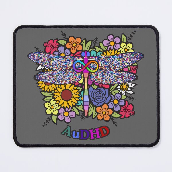 Item preview, AuDHD Rainbow Dragonfly - Floral background designed and sold by Danspie.