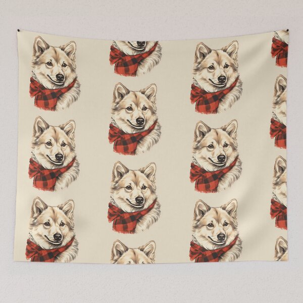 Item preview, Norwegian Buhund Christmas Plaid Watercolor designed and sold by rafaeltto.