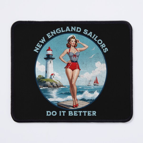 Item preview, New England Sailors Do It Better - Vintage Pinup Coastal Tee designed and sold by AmorcitoDesigns.