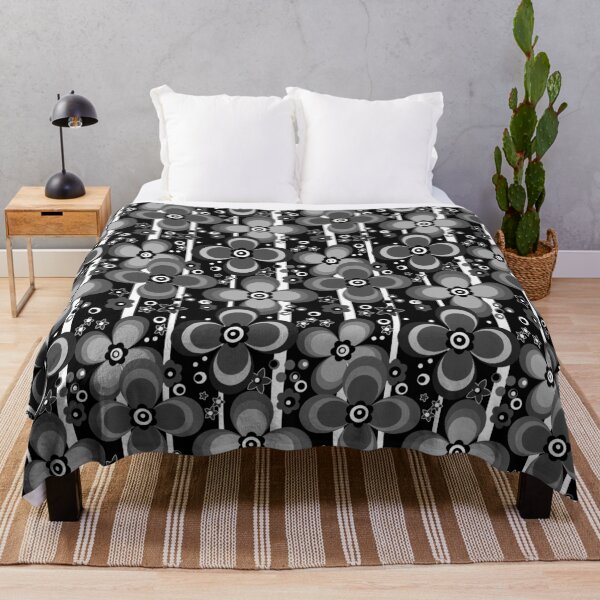 Item preview, Black white gray and white floral retro designed and sold by fuzzyfox.