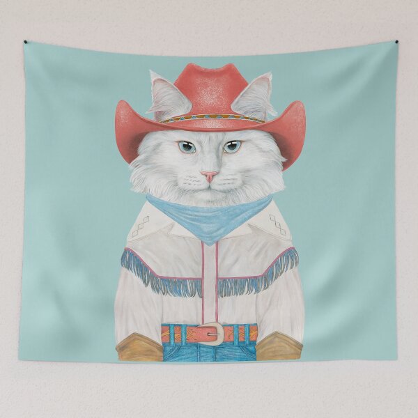 Item preview, White Cowboy Cat designed and sold by AnimalCrew.