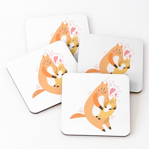 Item preview, Mama Fox Holding Baby Fox Surrounded by Hearts designed and sold by PrancingPumpkin.