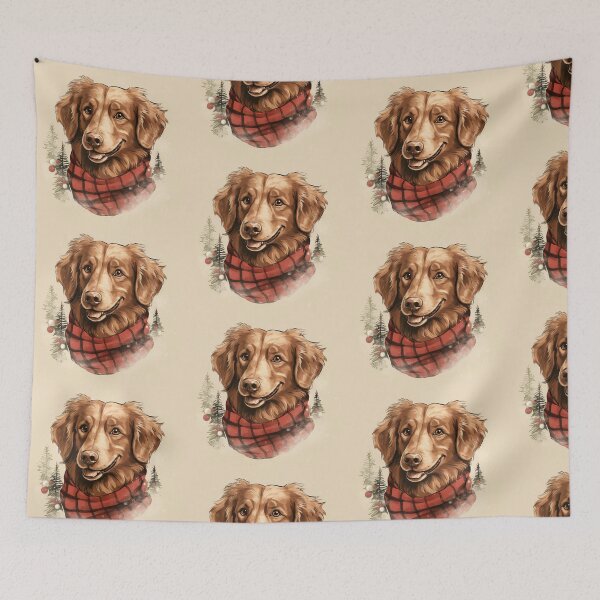 Item preview, Nova Scotia Duck Tolling Retriever Toller Christmas Plaid Watercolor designed and sold by rafaeltto.