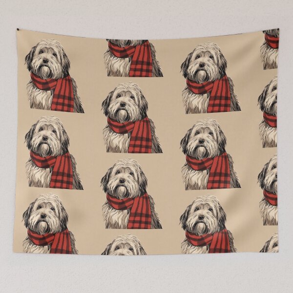 Artikelvorschau, Old English Sheepdog Christmas Plaid Watercolor entworfen und verkauft von rafaeltto.