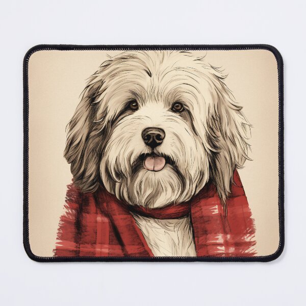 Artikelvorschau, Old English Sheepdog Christmas Plaid Watercolor entworfen und verkauft von rafaeltto.