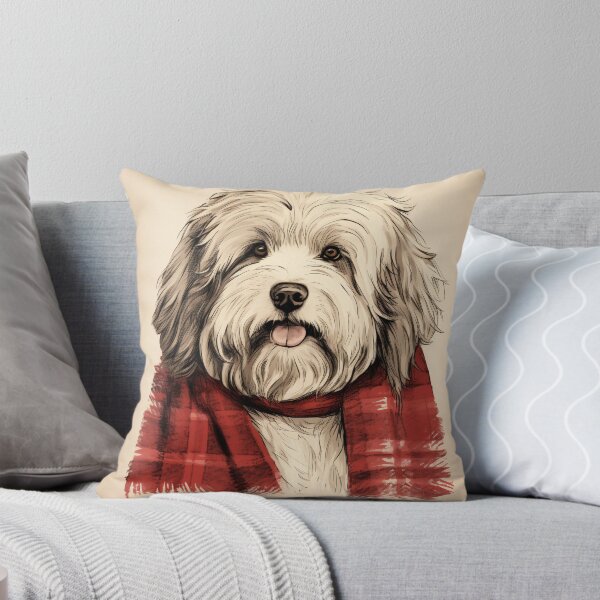 Artikelvorschau, Old English Sheepdog Christmas Plaid Watercolor entworfen und verkauft von rafaeltto.