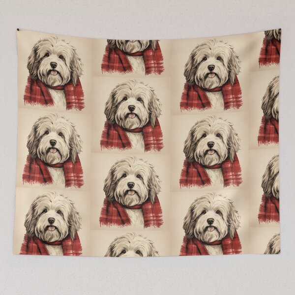 Artikelvorschau, Old English Sheepdog Christmas Plaid Watercolor entworfen und verkauft von rafaeltto.
