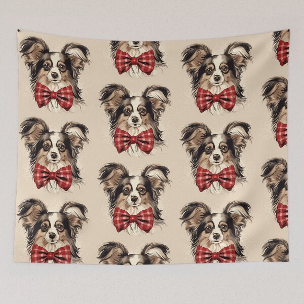 Item preview, Papillon Christmas Plaid Watercolor designed and sold by rafaeltto.