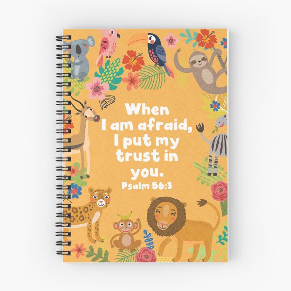 Item preview, "When I am afraid, I put my trust in you." Psalm 56:3 (Jungle animals) designed and sold by Paper Bee Gift Shop.