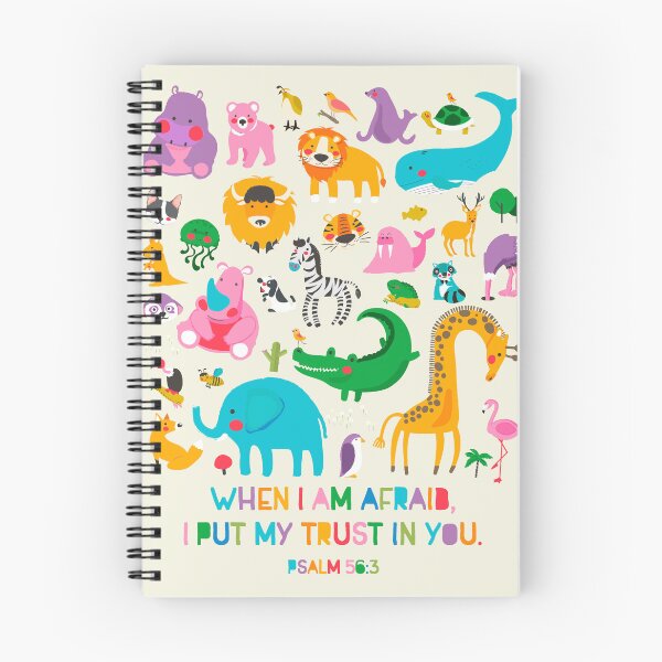 Item preview, "When I am afraid, I put my trust in you." Psalm 56:3 (Colorful Animals) designed and sold by Paper Bee Gift Shop.