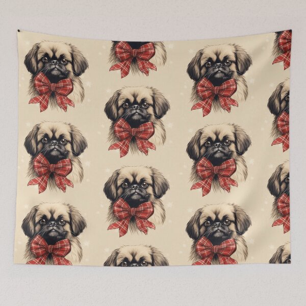 Item preview, Pekingese Christmas Plaid Watercolor designed and sold by rafaeltto.