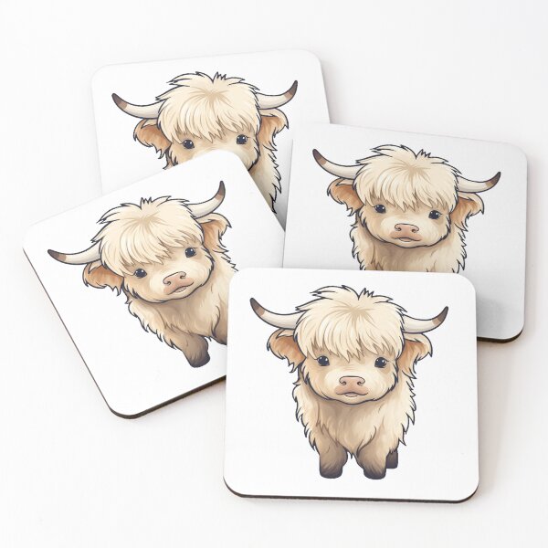 Item preview, Cute fluffy white highland cow designed and sold by Maddlydesigned.