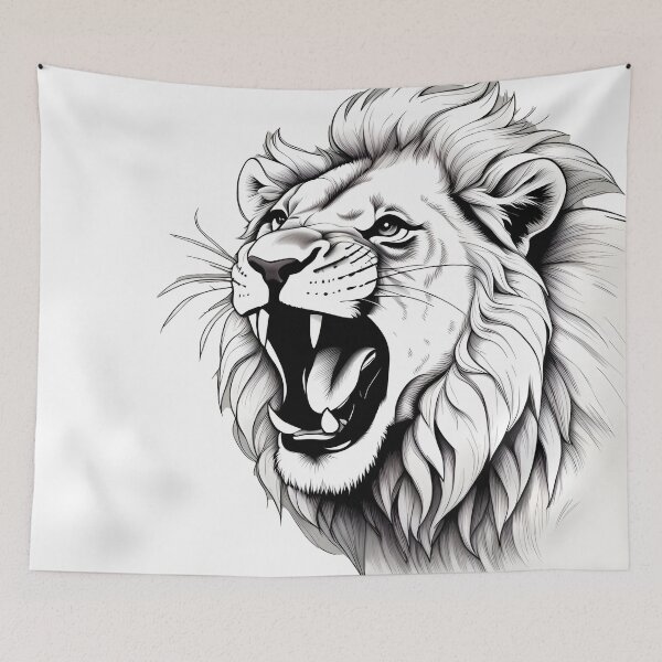 Item preview, Roaring Lion (Black and White) designed and sold by Mister-Mouse.