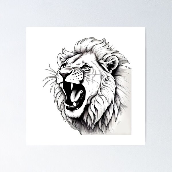 Item preview, Roaring Lion (Black and White) designed and sold by Mister-Mouse.