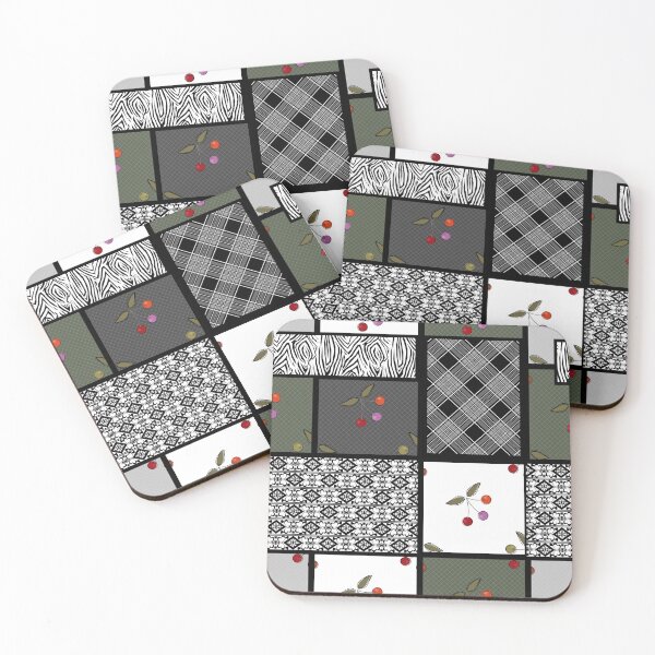 Item preview, Grey olive rustic  patchwork pattern patchwork patches plaid , blanket designed and sold by fuzzyfox.