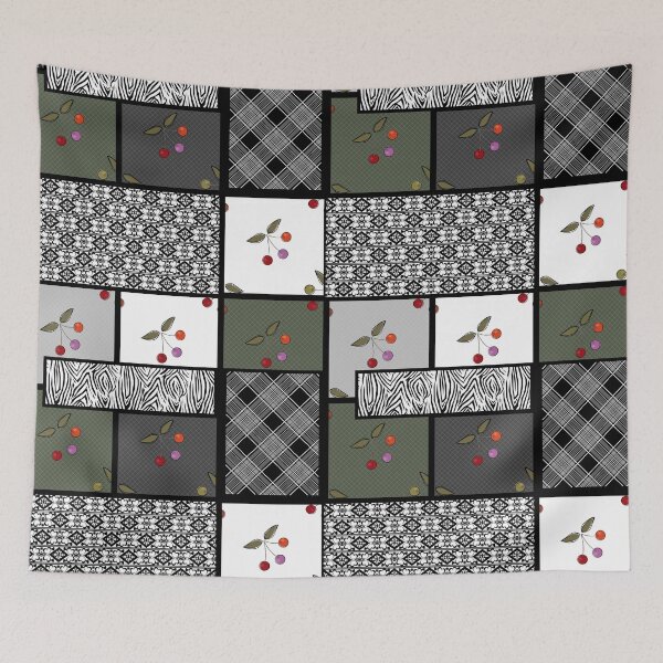 Item preview, Grey olive rustic  patchwork pattern patchwork patches plaid , blanket designed and sold by fuzzyfox.