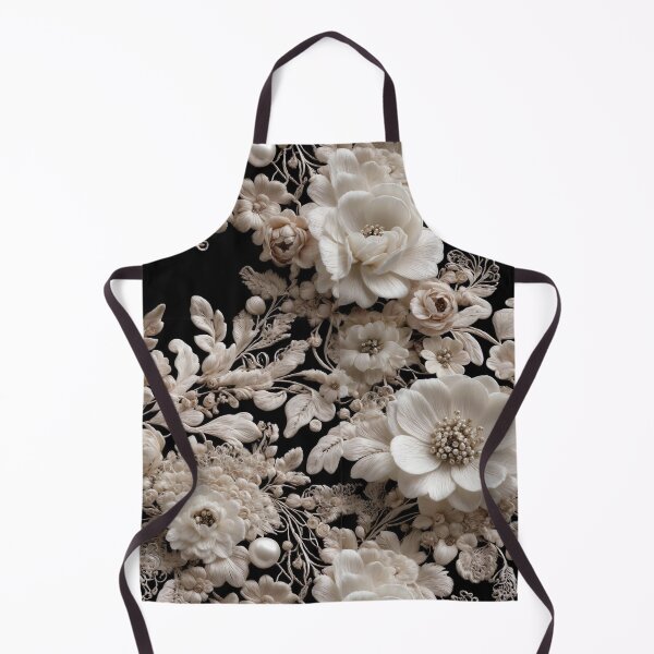 Item preview, Intricate filigree lacework of white flowers on black backdrop -2 designed and sold by UmagineArts.