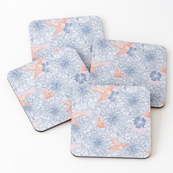 Item preview, Pastel Dahlia, Hummingbird and Butterfly line work botanical design designed and sold by Sockstomistic.
