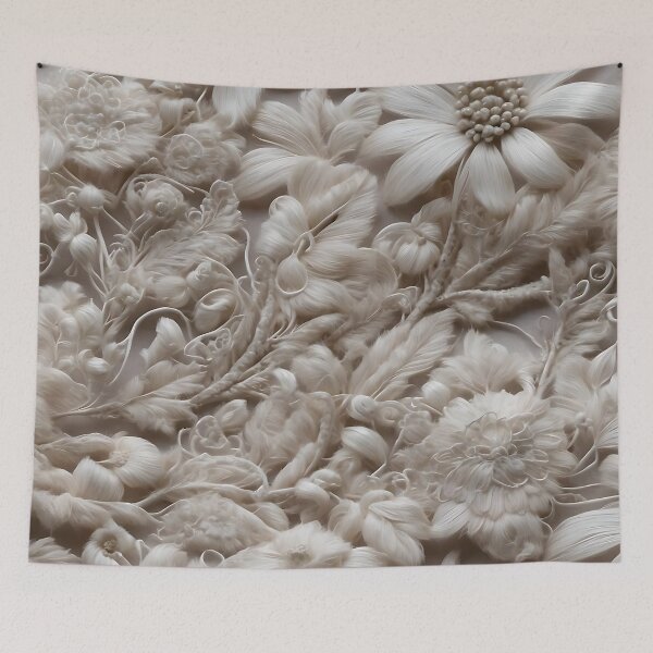 Item preview, Intricate filigree lacework of white flowers designed and sold by UmagineArts.