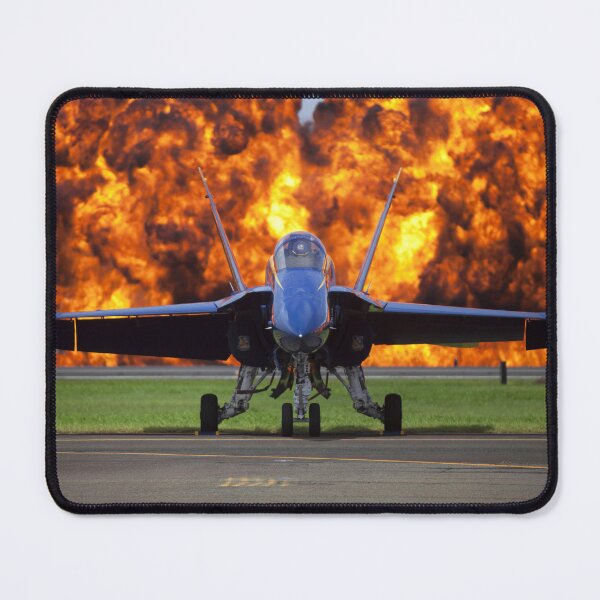 Item preview, STK109435M-The Wall of Fire is set off behind the U.S. Navy Blue Angel demonstration team. designed and sold by StocktrekImages.