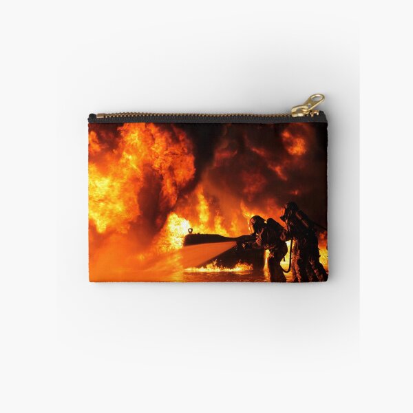 Item preview, STK109434M-Aircraft rescue and firefighting Marines extinguish a fuel fire. designed and sold by StocktrekImages.