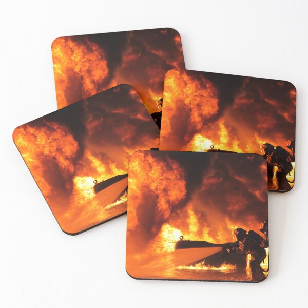 Item preview, STK109434M-Aircraft rescue and firefighting Marines extinguish a fuel fire. designed and sold by StocktrekImages.