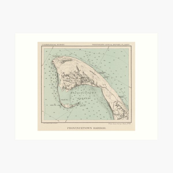 CottonHouse Vintage Map of Provincetown Cotton Throw Pillowcase 1836