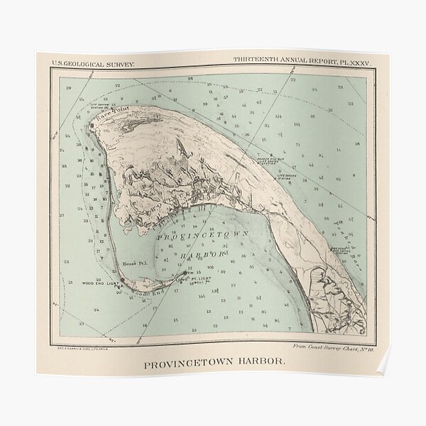 Vintage Map of Provincetown MA (1892) Poster