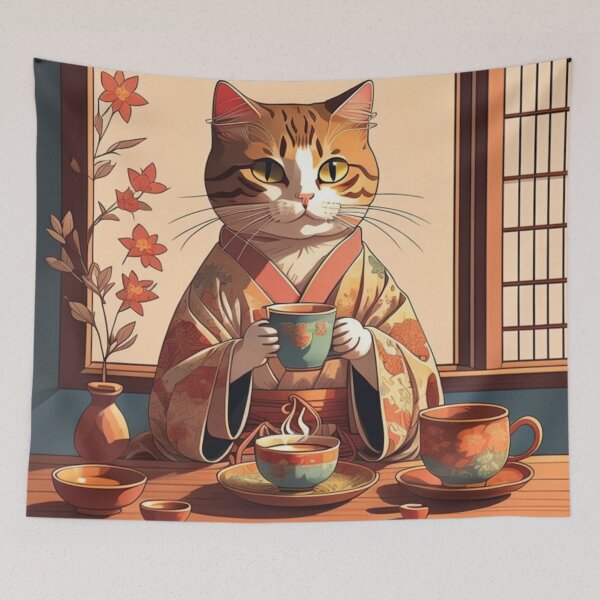 Item preview, Cat Drinking Tea designed and sold by Tavo04rodriguez.