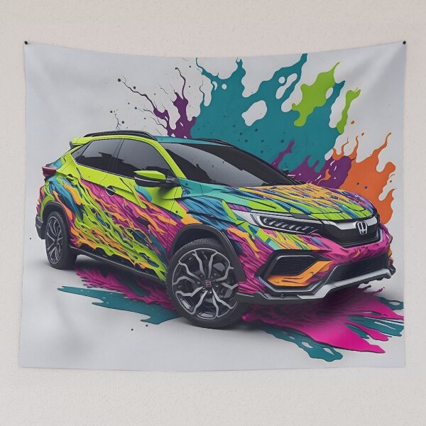 Item preview, "Discover Stunning Honda HRV Vector Art in Vibrant Fluorescent Colors - The Ultimate Artwork Collection for Auto Enthusiasts!" designed and sold by Best-Art-32.