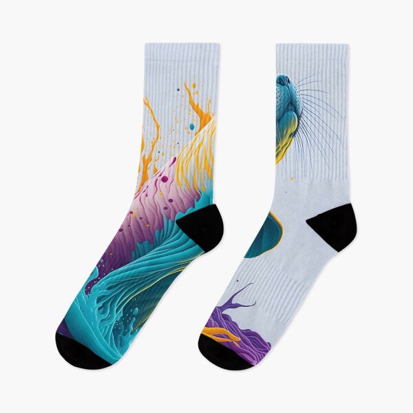 Item preview, "Vibrant Seal Vector Art: A Stunning Display of Fluorescent Splash Colors" designed and sold by Best-Art-32.
