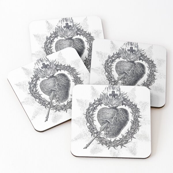 Item preview, Sacred Heart- Black and White Vintage designed and sold by CatholicArtisan.