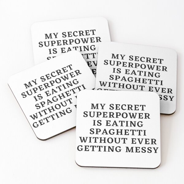 Item preview, My secret Superpower is eating Spaghetti Text in Black #1 designed and sold by AIrtisticPrints.