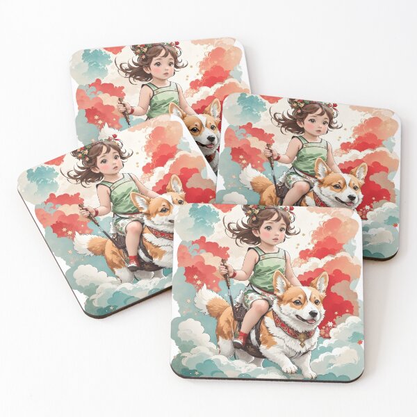 Item preview, Girls riding corgi designed and sold by shaiyakeisky.