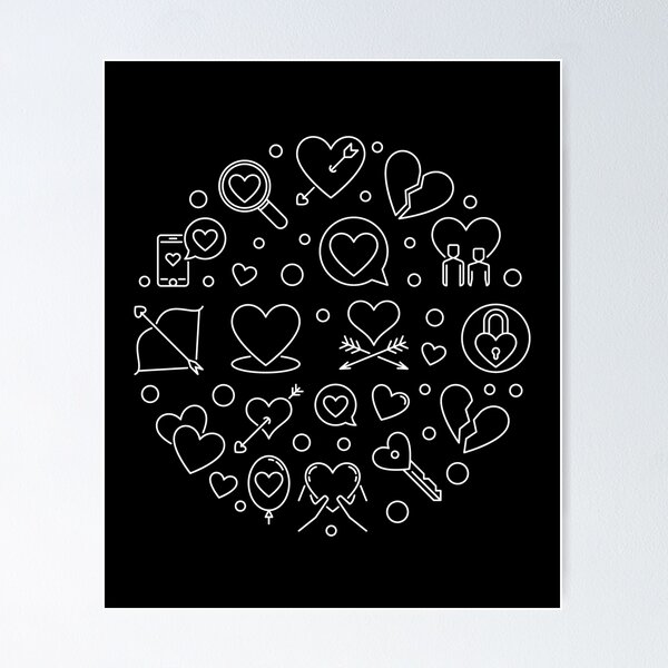 Item preview, Broken Heart and Love creative round outline design with Hearts symbols for Broken Hearted designed and sold by venomousvector.