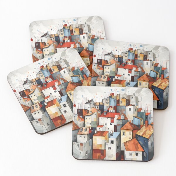 Item preview, Colorful Cityscape Painting designed and sold by inkArtistryfine.