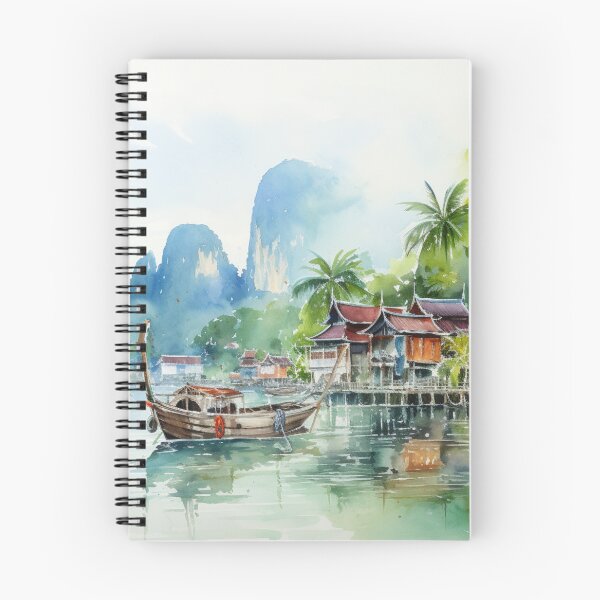 Item preview, Thailand ancient port watercolor art designed and sold by 2ilver.